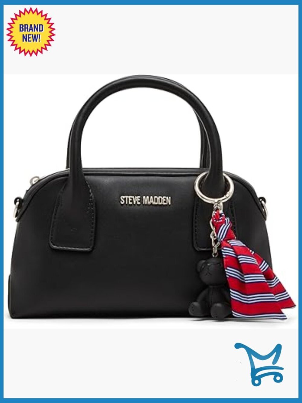 Medium Satchel Bag with Removable Scarf, Faux Leather, Crossbody Strap
